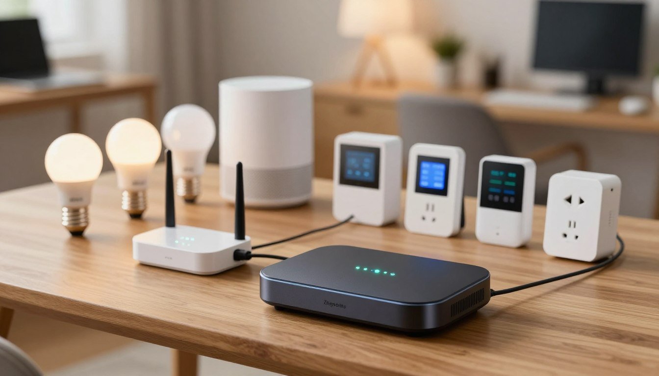 Hub Zigbee y dispositivos compatibles del hogar inteligente
