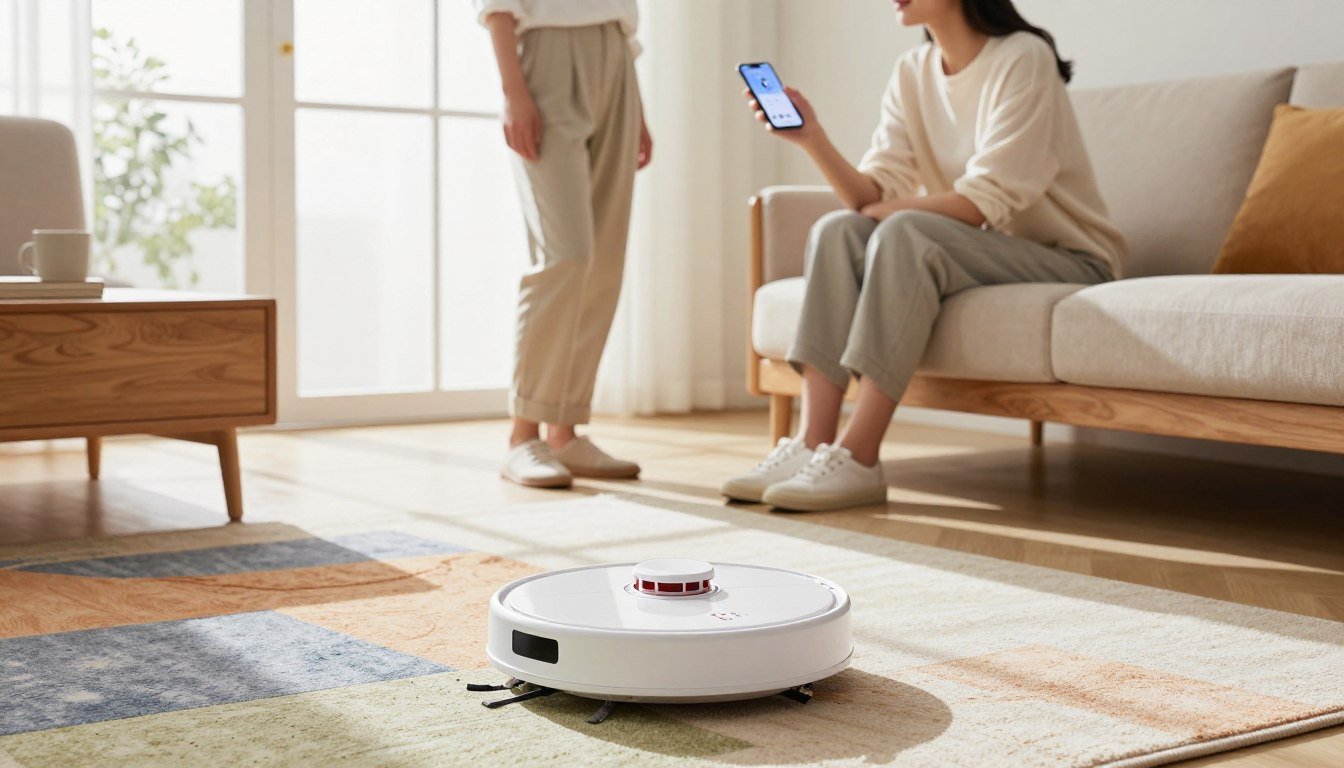 Persona controlando un robot aspirador Xiaomi desde la app Xiaomi Home